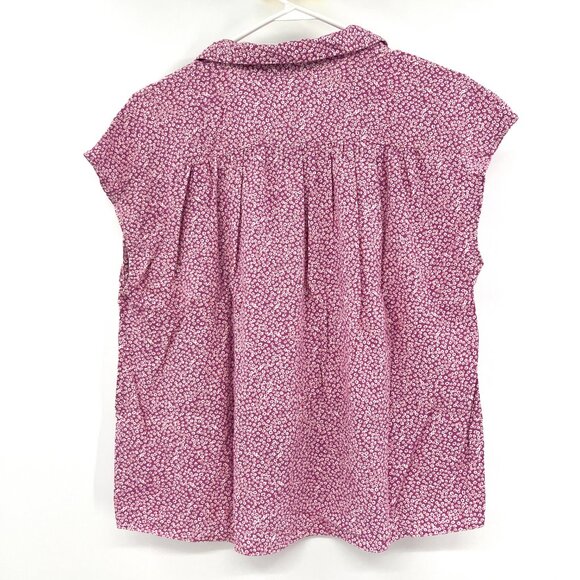 Etam Purple Orange Floral Button Front Cap Sleeve Blouse Women's Large - Picture 3 of 4